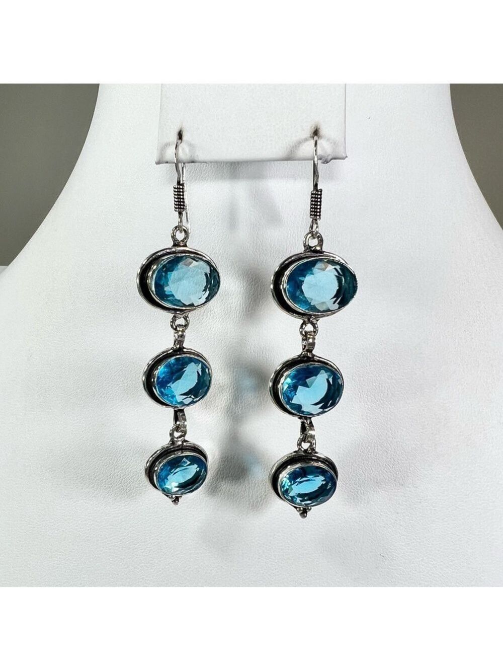 Shattukite Blue Topaz 925 Gemstone Pendant & Earrings - Picture 3 of 8
